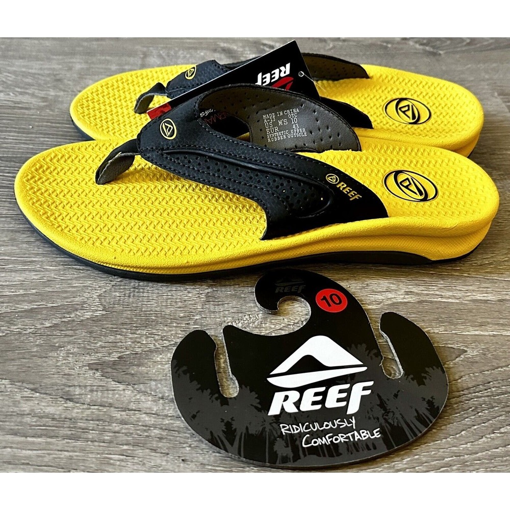 New Reef Flex Flip Flops Sandals, Yellow Grey (Men's Size 10) NEW!